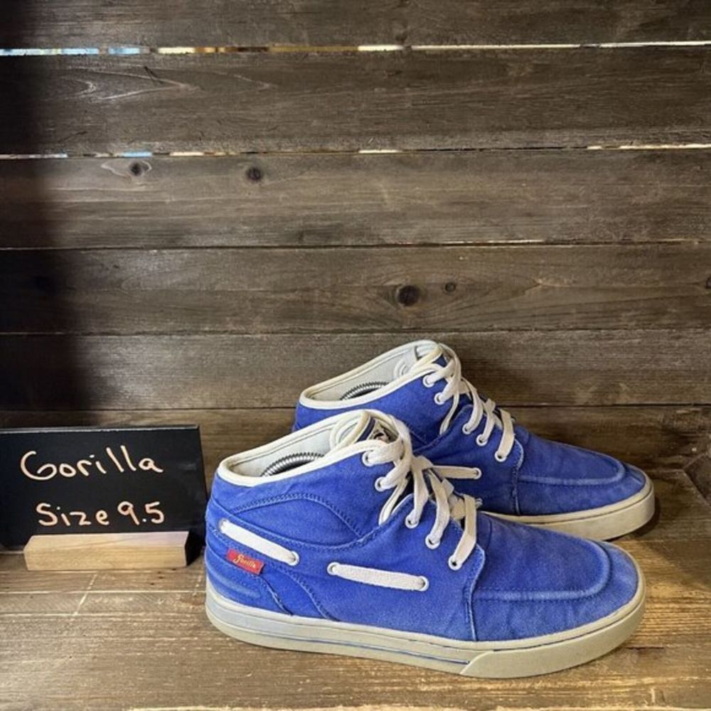 Mens Gorilla Blue Canvas High Top Casual Shoes Sneakers Size 9.5 M GUC